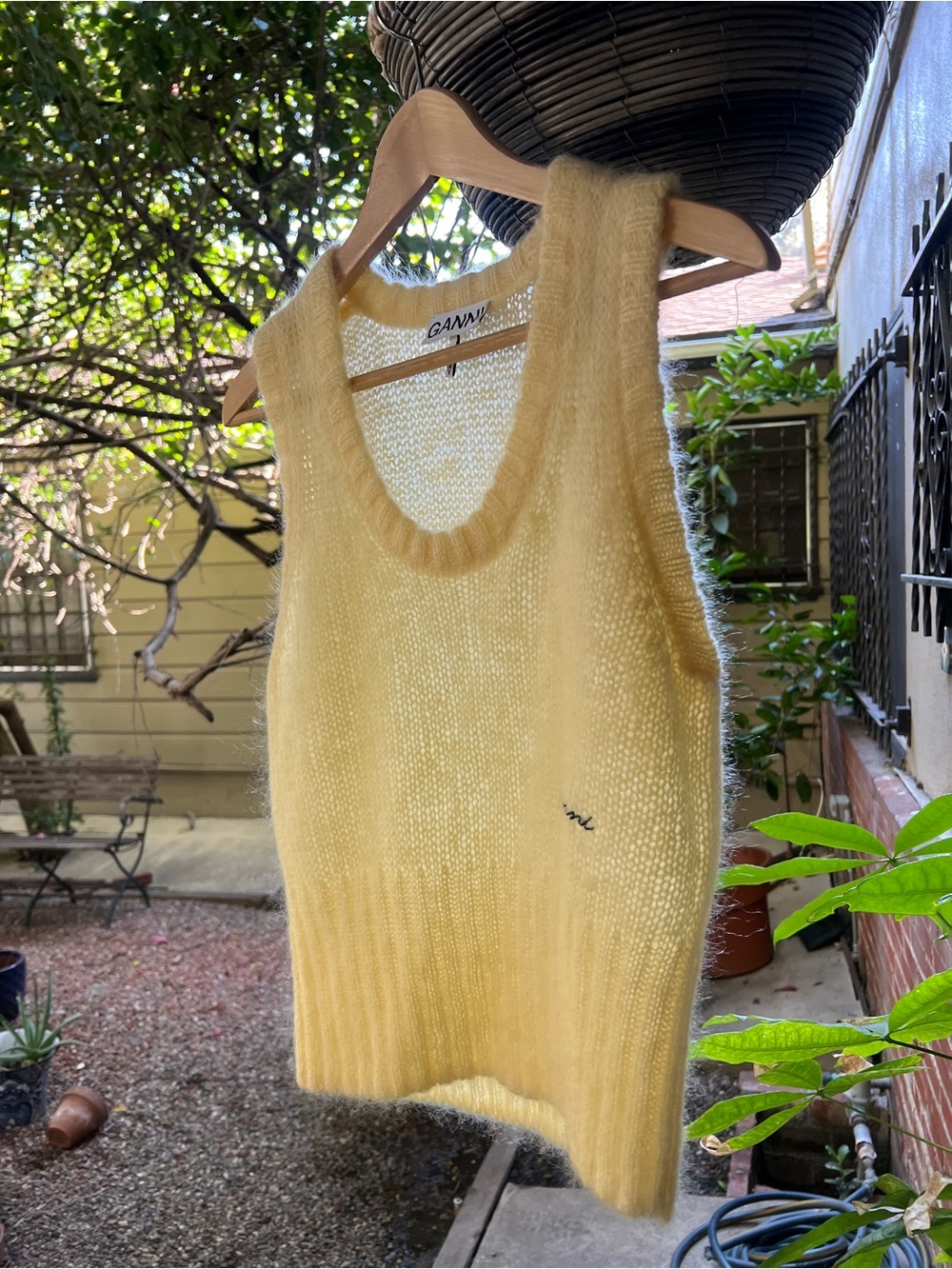 Ganni Pale Yellow Mohair Sweater Tank